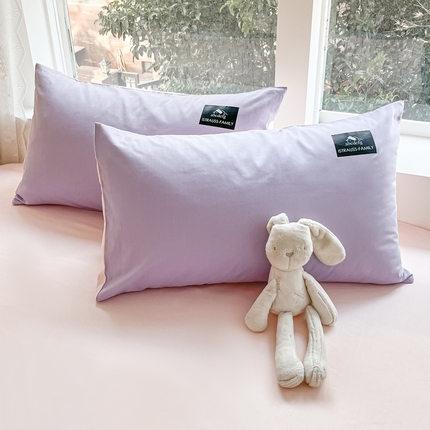 威乐尼 2024新款全棉纯色贴标简乐系列单枕套 简乐(芋泥紫+裸粉)