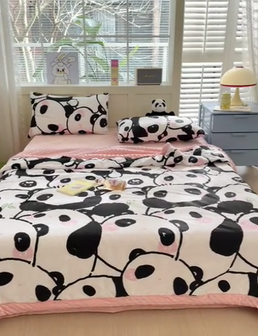 91家纺网 家纺一手货源 找家纺 花伞家居 2024新款全棉豆豆绒大豆夏被春秋被 夏被-软软潘达