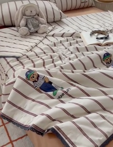 91家纺网 家纺一手货源 找家纺 HL原创 2024新款全棉法式大豆被夏被 XB-棒球男孩