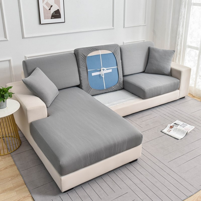 91家纺网 家纺一手货源 找家纺 兴妮雅家纺 2024新款冰丝面料组合沙发垫套 灰色