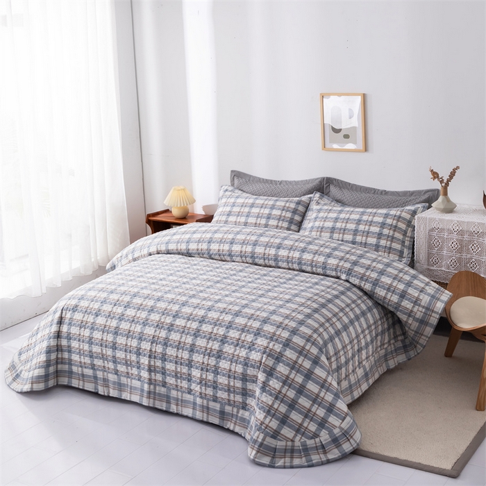 91家纺网 家纺一手货源 找家纺 优乐家纺 2025新款全棉床盖三件套水洗纯棉夹棉绗缝加厚铺盖 纽爱格兰