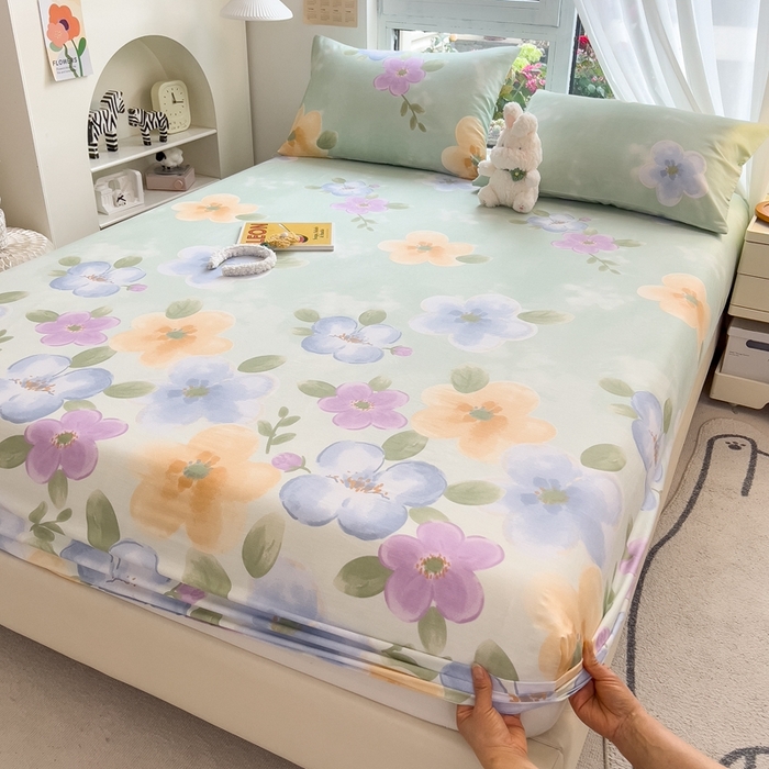 91家纺网 家纺一手货源 找家纺 优眠坊 2025新款全棉单床笠 仙花