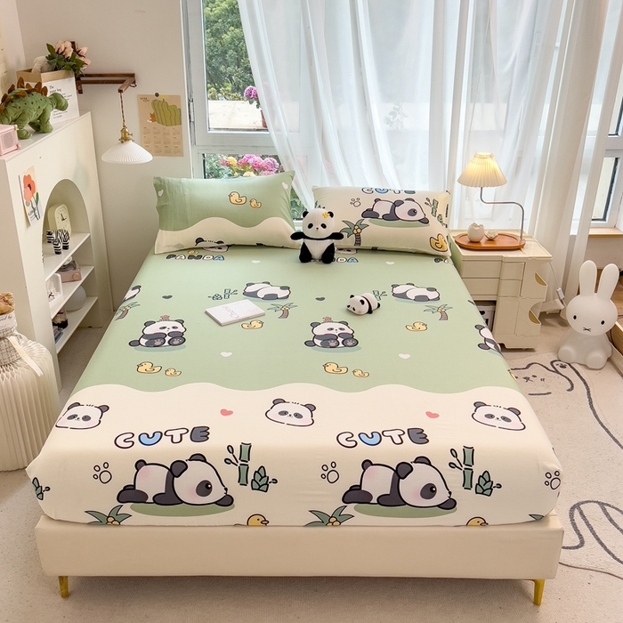 91家纺网 家纺一手货源 找家纺 优眠坊 2025新款全棉单床笠 大熊猫