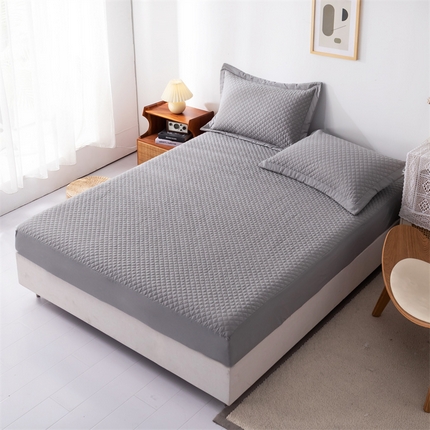 优乐家纺 2025新款全棉床笠水洗纯棉夹棉绗缝加厚床笠  皇宫灰