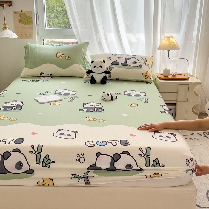 91家纺网 家纺一手货源 找家纺 优眠坊 2025新款全棉单床笠 大熊猫