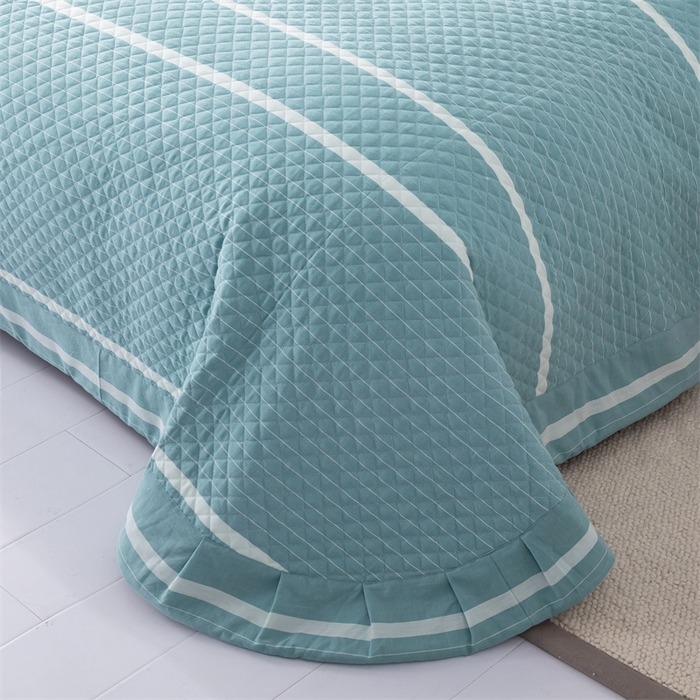 91家纺网 家纺一手货源 找家纺 优乐家纺 2025新款全棉床盖三件套水洗纯棉夹棉绗缝加厚铺盖 青春绿