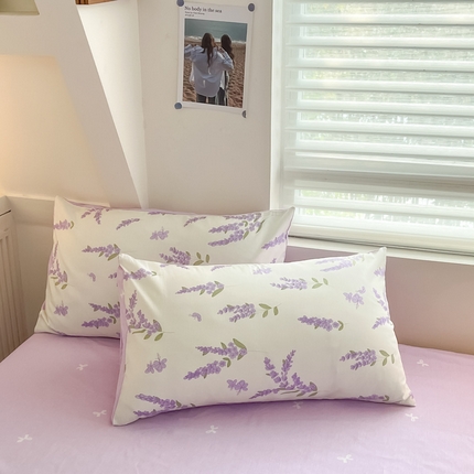 威乐尼家纺 2024新款全棉喷气印花系列单枕套 紫薇