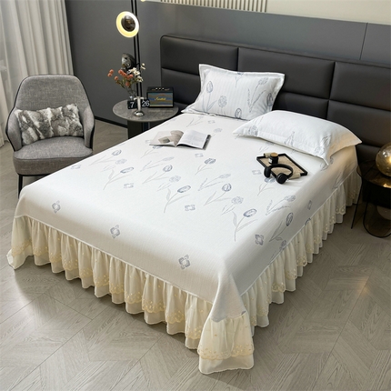 恒爱2024新款冰感豆豆床单款凉席 水仙百合-蓝灰