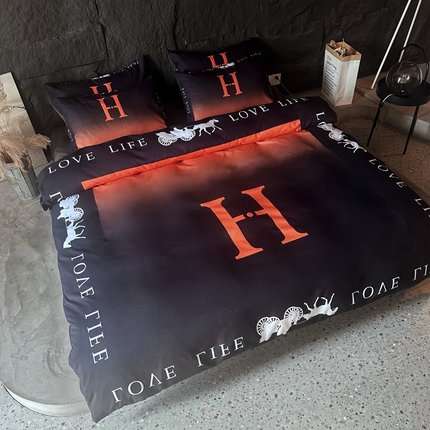 91家纺网 家纺一手货源 找家纺 丽斐纺织 2024新款双面磨毛数码印花四件套 磨毛马德里