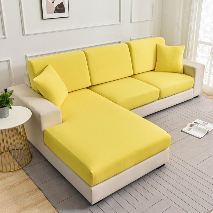 91家纺网 家纺一手货源 找家纺 兴妮雅家纺 2024新款冰丝面料组合沙发垫套 黄色