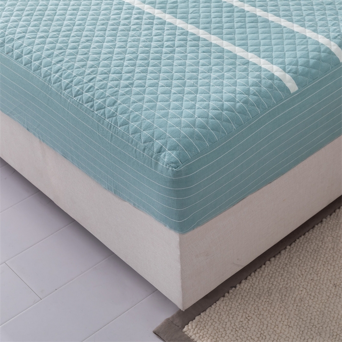 91家纺网 家纺一手货源 找家纺 优乐家纺2025新款全棉床笠水洗纯棉夹棉绗缝加厚床笠 青春绿