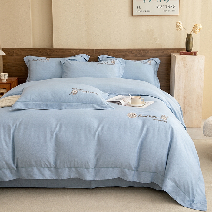 91家纺网 家纺一手货源 找家纺 绒博士 2024新款120支天丝棉四件套-玛奇朵 兰色