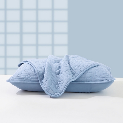 91家纺网 家纺一手货源 找家纺 曼陀罗 2025新款防水夹棉枕套【隔离层】 雾蓝