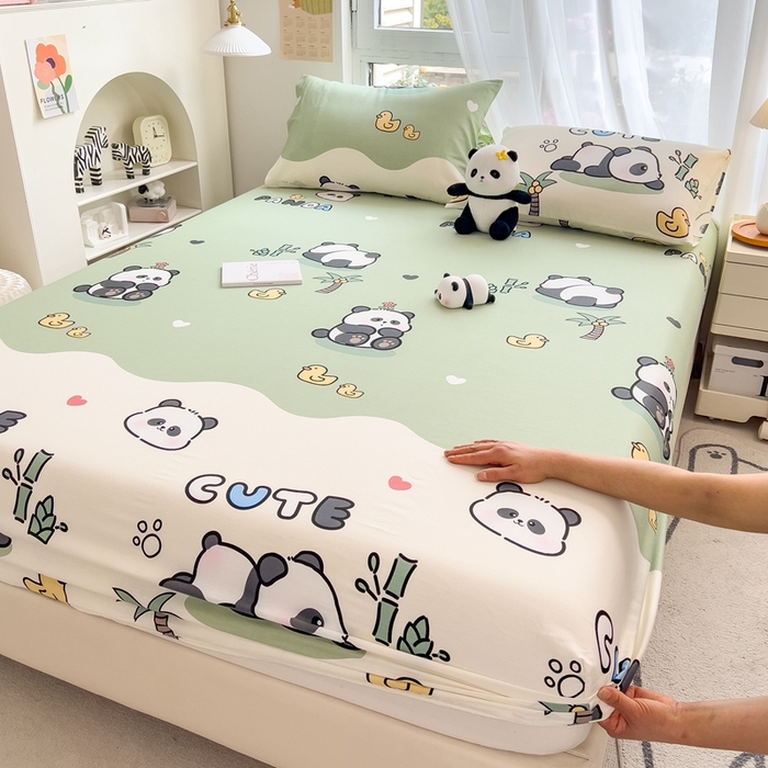 91家纺网 家纺一手货源 找家纺 优眠坊 2025新款全棉单床笠 大熊猫