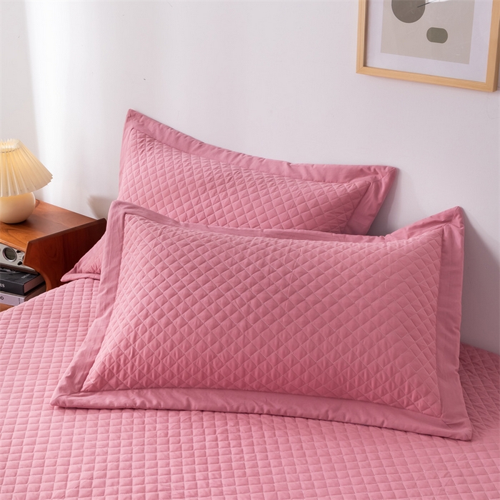 91家纺网 家纺一手货源 找家纺 优乐家纺 2025新款全棉床笠水洗纯棉夹棉绗缝加厚床笠 活力豆沙