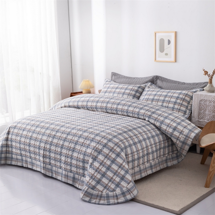 91家纺网 家纺一手货源 找家纺 优乐家纺 2025新款全棉床盖三件套水洗纯棉夹棉绗缝加厚铺盖 纽爱格兰