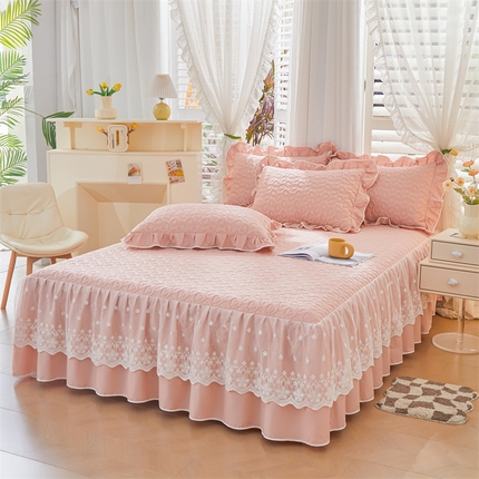 宜凡家纺 2024年新款纯色全棉夹棉裙笠款 四件套 初忆-豆沙粉