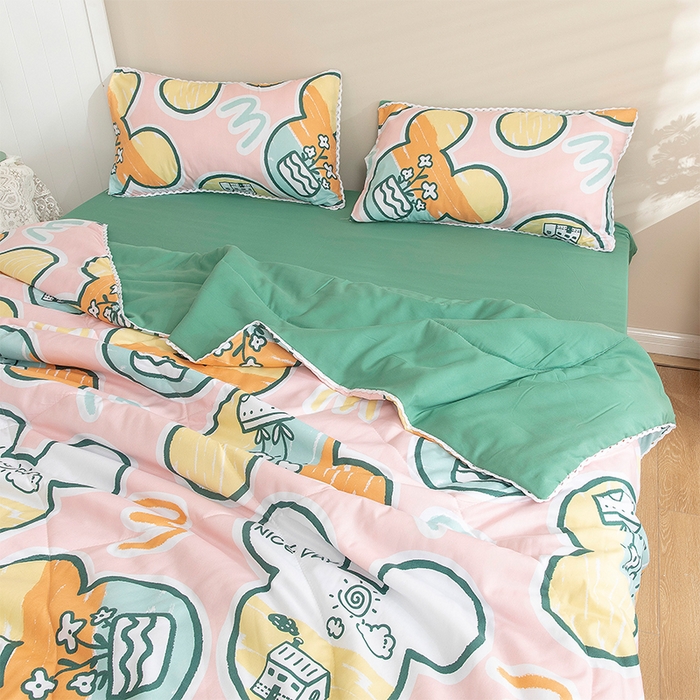 91家纺网 家纺一手货源 找家纺 梦莱发被业 2025新款水洗洛卡棉夏被子被芯 米奇