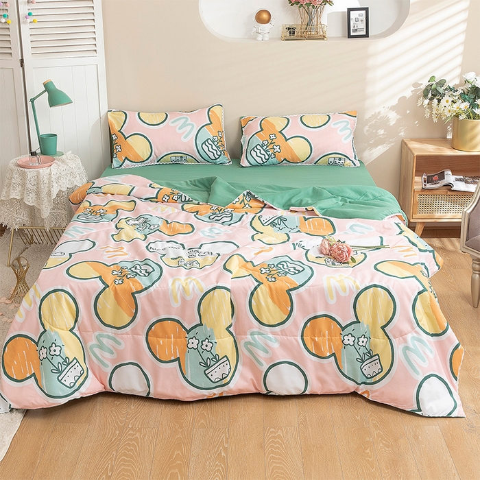 91家纺网 家纺一手货源 找家纺 梦莱发被业 2025新款水洗洛卡棉夏被子被芯 米奇