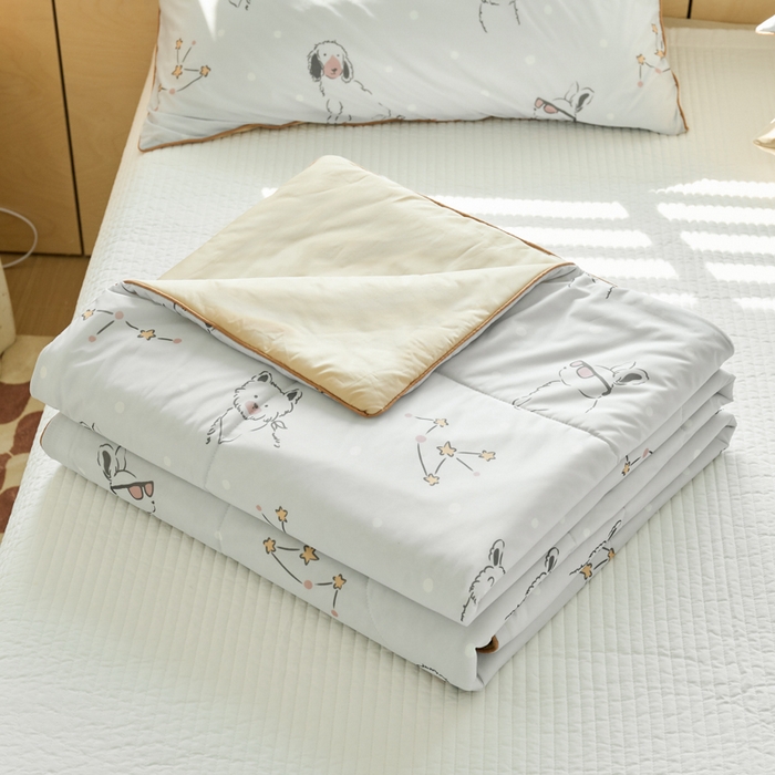 91家纺网 家纺一手货源 找家纺 吾诺家居 2024新款凉感冰柔丝印花夏被 灰狗