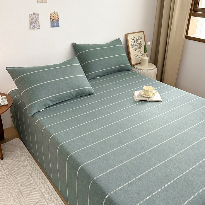 91家纺网 家纺一手货源 找家纺 雨洋2025新款直播爆款老粗布凉席 墨绿细条