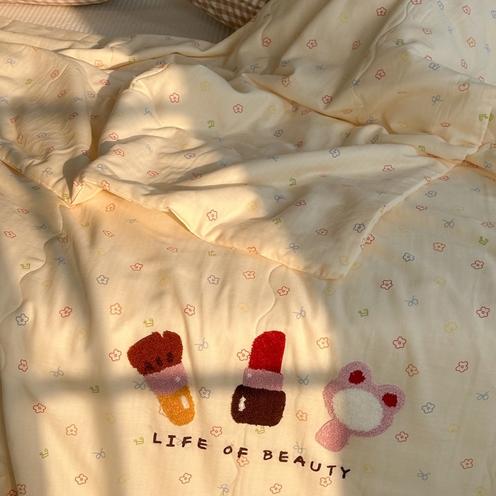 91家纺网 家纺一手货源 找家纺 洋铭区（原狠狠爱） 2024新款双层纱毛巾绣夏被 美妆公主