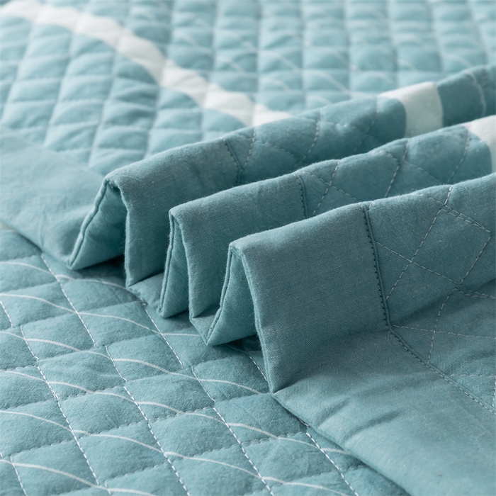 91家纺网 家纺一手货源 找家纺 优乐家纺 2025新款全棉床盖三件套水洗纯棉夹棉绗缝加厚铺盖 青春绿