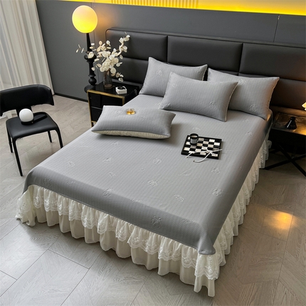 恒爱2024新款冰感豆豆床单款凉席 樱桃 时尚灰