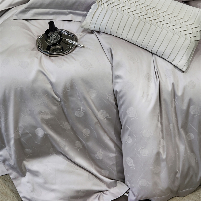 91家纺网 家纺一手货源 找家纺 红番天家居馆 2025新款长绒棉全棉提花四件套--格林系列 格林 棠梨紫