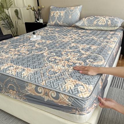 诺梵 2024年凉感丝印花乳胶凉席床笠三件套 罗马假日
