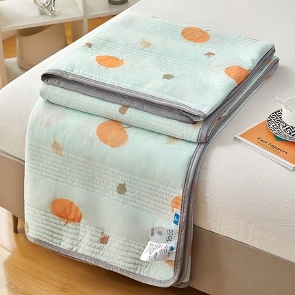 91家纺网 家纺一手货源 找家纺 牛魔王 2025新款冰丝凉感丝夏被 南瓜-绿