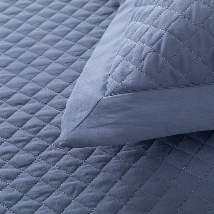 91家纺网 家纺一手货源 找家纺 优乐家纺 2025新款全棉枕套水洗纯棉夹棉绗缝加厚枕芯罩 经典蓝