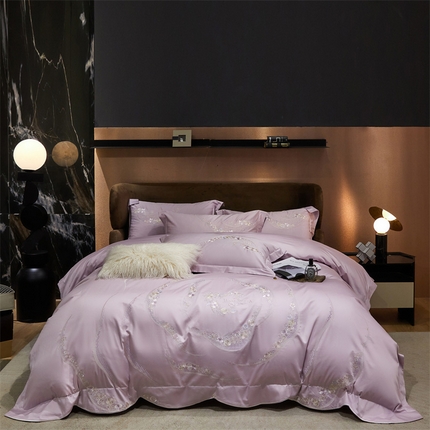 91家纺网 家纺一手货源 找家纺 （总）红番天家居馆 2025新款全棉长绒棉绣花工艺四件套-怡悦系列