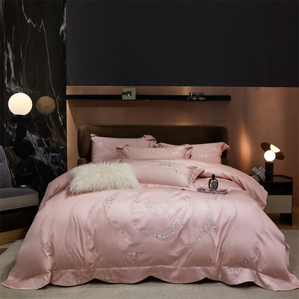 91家纺网 家纺一手货源 找家纺 （总）红番天家居馆 2025新款全棉长绒棉绣花工艺四件套-怡悦系列