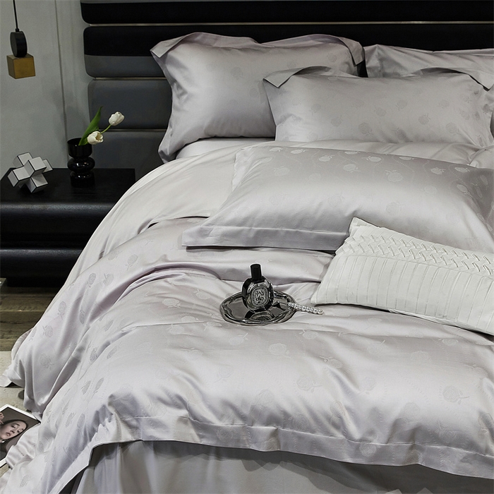 91家纺网 家纺一手货源 找家纺 红番天家居馆 2025新款长绒棉全棉提花四件套--格林系列 格林 棠梨紫