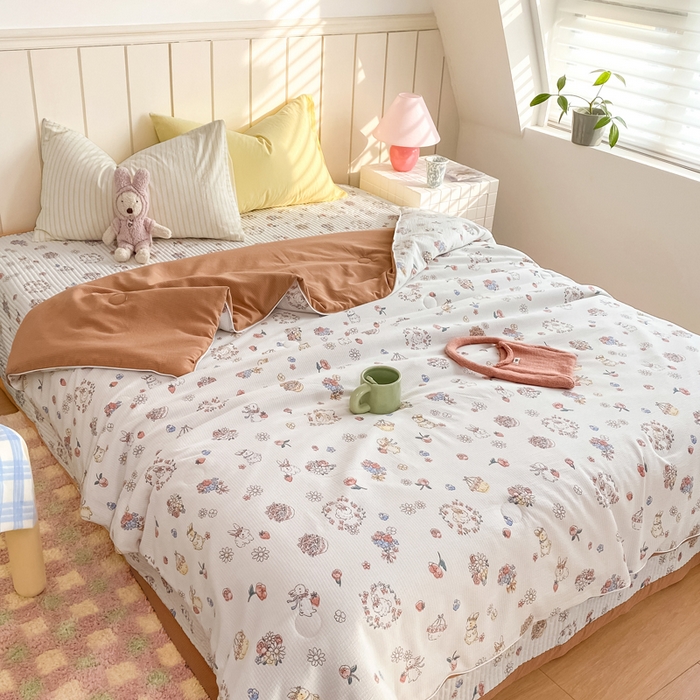 91家纺网 家纺一手货源 找家纺 （总）羋多家纺 2024新款麻绳印花小米棉夏被云感泡芙棉被子泡泡纱单夏被（另有单独床盖）