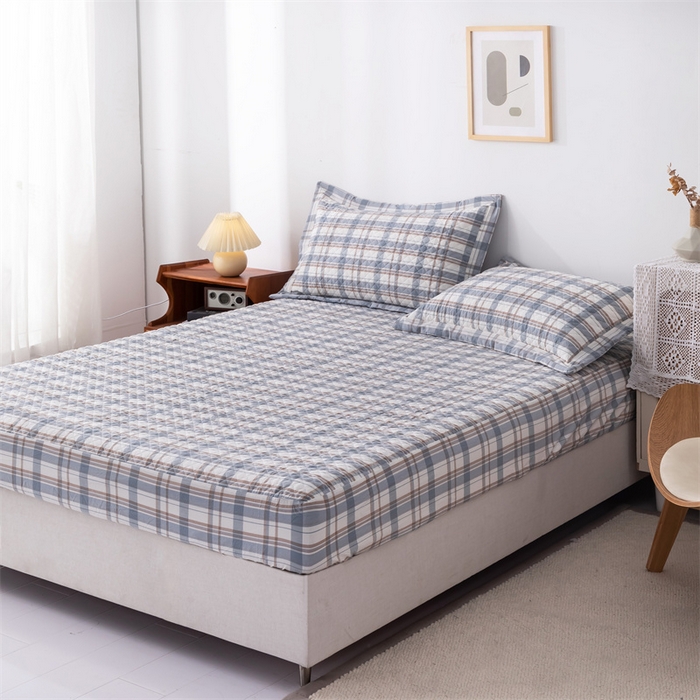 91家纺网 家纺一手货源 找家纺 优乐家纺 2025新款全棉床笠水洗纯棉夹棉绗缝加厚床笠  纽爱格兰