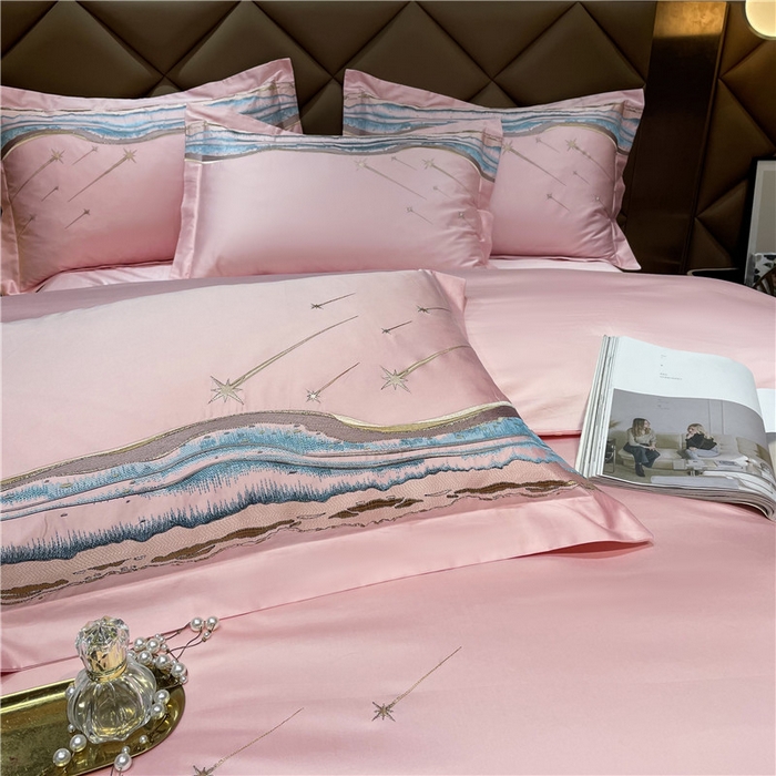 91家纺网 家纺一手货源 找家纺 红番天家居馆 2025新款长绒棉系列四件套-罗马之恋 简爱玉