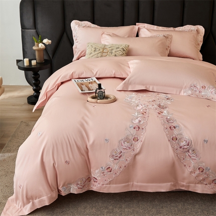 91家纺网 家纺一手货源 找家纺 红番天家居馆 全棉长绒棉刺绣四件套-浪漫系列 长绒棉-浪漫-美男粉