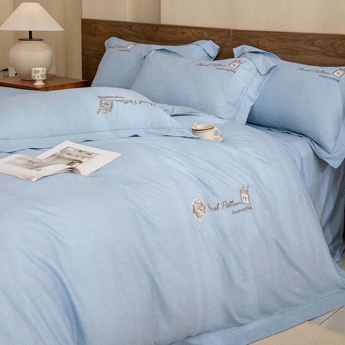 91家纺网 家纺一手货源 找家纺 绒博士 2024新款120支天丝棉四件套-玛奇朵 兰色