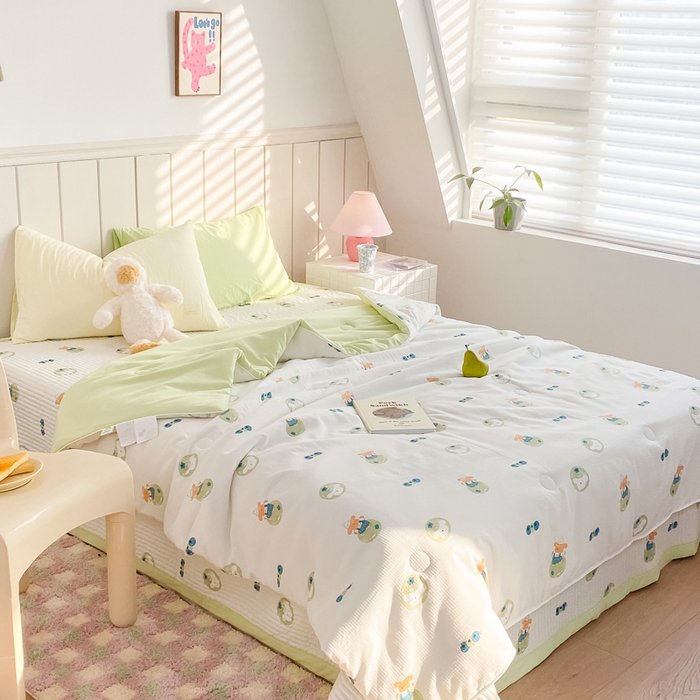 91家纺网 家纺一手货源 找家纺 羋多家纺 2024新款麻绳印花小米棉夏被云感泡芙棉被子泡泡纱单夏被（另有单独床盖）泡泡部落