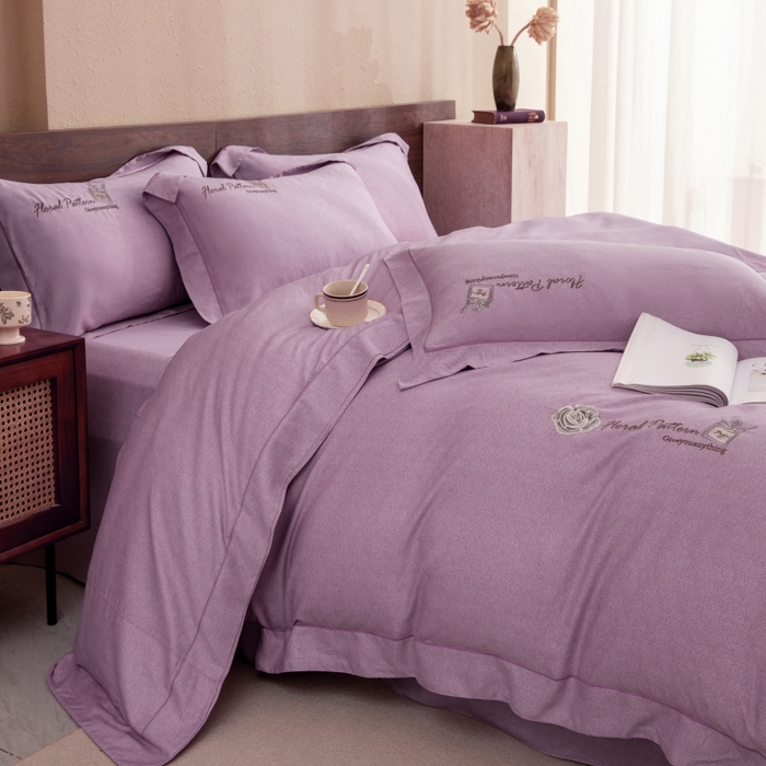 91家纺网 家纺一手货源 找家纺 绒博士 2024新款120支天丝棉四件套-玛奇朵 紫色