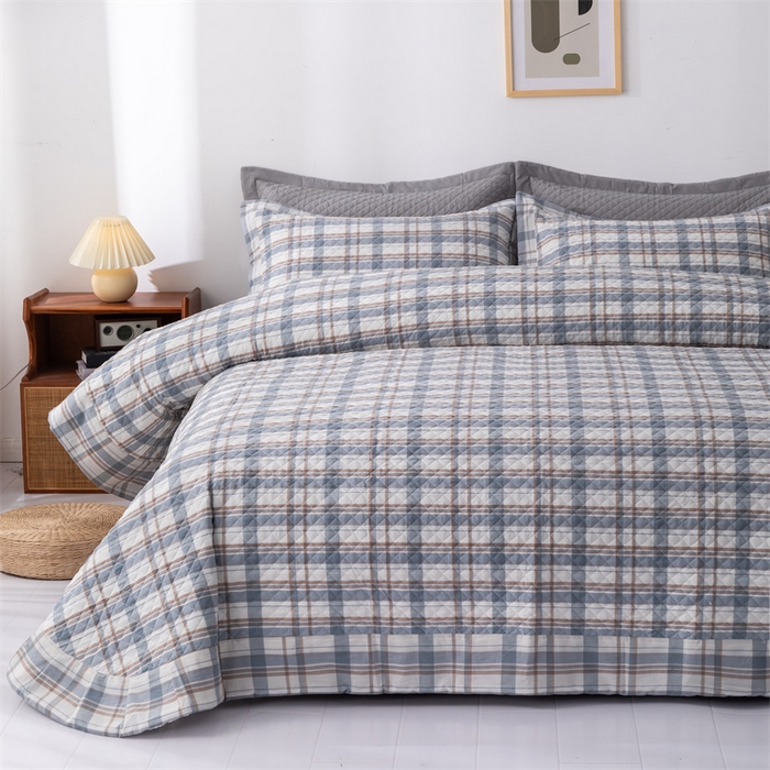 91家纺网 家纺一手货源 找家纺 优乐家纺 2025新款全棉床盖三件套水洗纯棉夹棉绗缝加厚铺盖 纽爱格兰