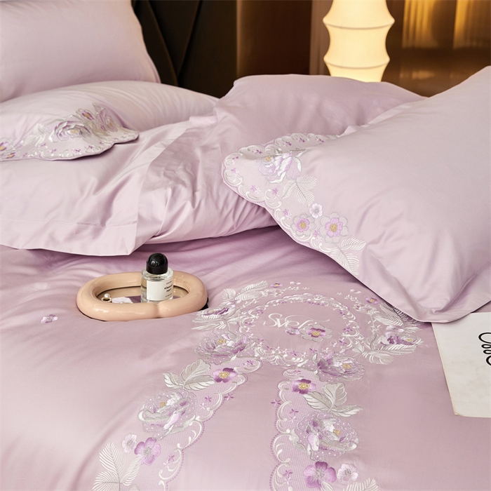 91家纺网 家纺一手货源 找家纺 红番天家居馆 全棉长绒棉刺绣四件套-浪漫系列 长绒棉-浪漫-海葵紫