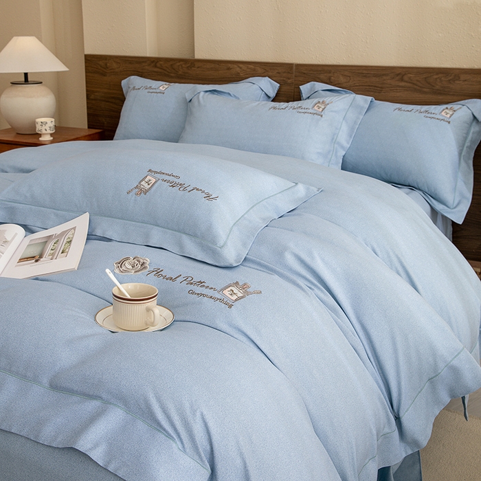 91家纺网 家纺一手货源 找家纺 绒博士 2024新款120支天丝棉四件套-玛奇朵 兰色