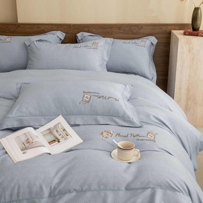 91家纺网 家纺一手货源 找家纺 绒博士 2024新款120支天丝棉四件套-玛奇朵 灰色