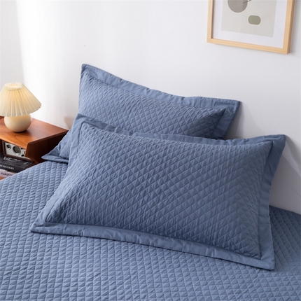 优乐家纺 2025新款全棉枕套水洗纯棉夹棉绗缝加厚枕芯罩 经典蓝