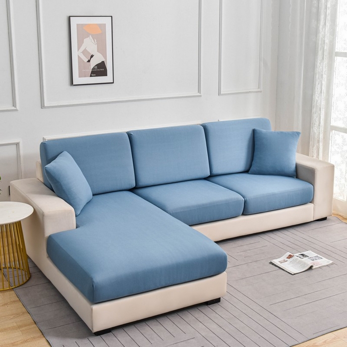 91家纺网 家纺一手货源 找家纺 兴妮雅家纺 2024新款冰丝面料组合沙发垫套 雾蓝