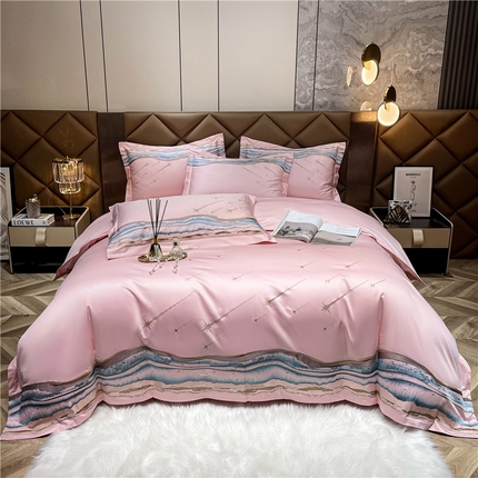 91家纺网 家纺一手货源 找家纺 红番天家居馆 2025新款长绒棉系列四件套-罗马之恋 简爱玉