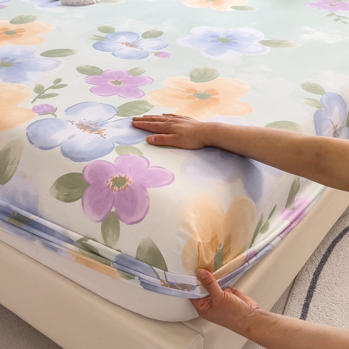 91家纺网 家纺一手货源 找家纺 优眠坊 2025新款全棉单床笠 仙花